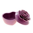 Шкатулка керамика "Фиолетовая роза" сердце 7,5х8,6х7,6 см - Фото 4