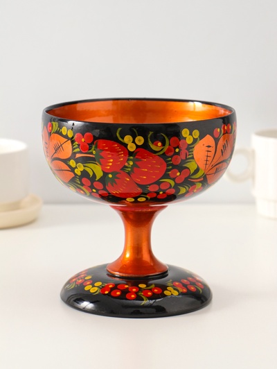 Конфетница на ножке «Сласть», 14.5×15 см, дерево, хохлома