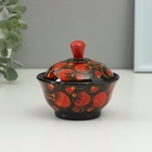Солонка с крышкой «Ягодка», 9×6.5 см, хохлома, дерево - Фото 1