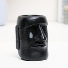 Кашпо - органайзер "Истукан моаи со слезой крупный" черный, серебро, 11см - Фото 2