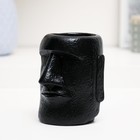 Кашпо - органайзер "Истукан моаи со слезой крупный" черный, серебро, 11см - Фото 3