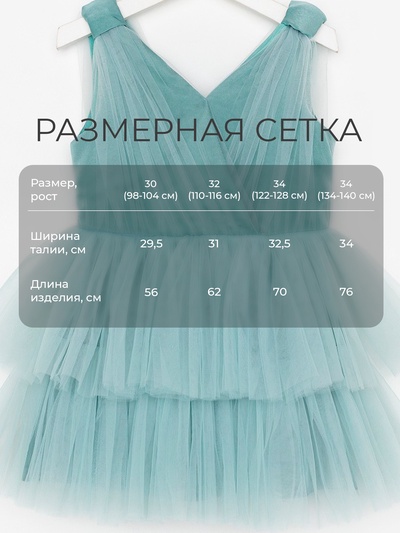 Платье нарядное для девочки KAFTAN, цвет мятный, размер30 (98-104 см)