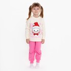 Пижама новогодняя для девочки, цвет светло-бежевый/ярко-розовый, рост 98-104 см - фото 10065615