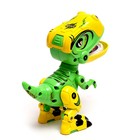 Робот динозавр «Динобот» IQ BOT, интерактивный: реагирует на касания, звук, свет, металлический, на батарейках, зелёный - фото 3592651