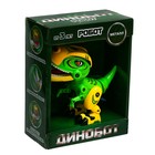Робот динозавр «Динобот» IQ BOT, интерактивный: реагирует на касания, звук, свет, металлический, на батарейках, зелёный - фото 8146902