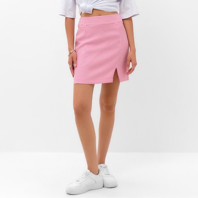 Юбка мини с разрезом женская MIST: Classic Collection, размер 46, розовая, белая