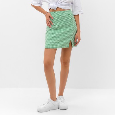 Юбка мини с разрезом женская MIST: Classic Collection, размер 44, зелёная, белая