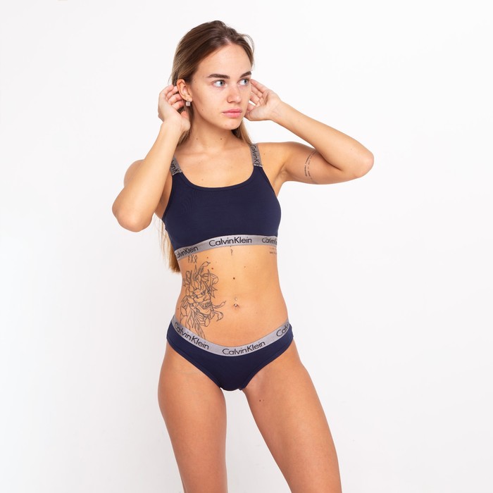 Комплект женский (топ, трусы), цвет тёмно-синий МИКС, размер 44-46 - Фото 1