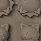 Форма для выпечки Доляна «Семейство кошачьих», силикон, 6 ячеек, 19,5×17,5 см - фото 4365431