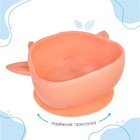 Тарелка детская на присоске, силиконовая, цвет розовый, р-р: 12×15×5.5 см - Фото 2