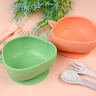 Тарелка детская на присоске, силиконовая, цвет розовый, р-р: 12×15×5.5 см - Фото 4