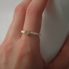 Кольцо сердечко "МИКС камней" (жемчуг мелкий, гематит), цвет золото, 16 размер - фото 10066559