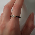 Кольцо бусина "Жемчуг" на шпинели, цвет чёрный с золотом, 18 размер - фото 10066577