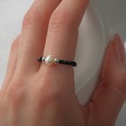 Кольцо бусина "Жемчуг" на шпинели, цвет чёрный с серебром, 16 размер - фото 10066581