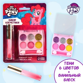 Набор косметики, блеск 8 мл, тени 6 цветов, аромат ванили "Пинки Пай", My Little Pony