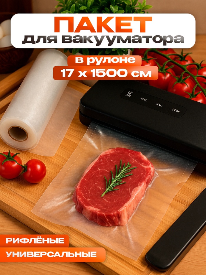Пакеты для вакууматора Универсальные, В рулоне 17×1500 см - Фото 1