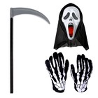 Карнавальный набор"Ужастик"маска,коса,перчатки - фото 10066857