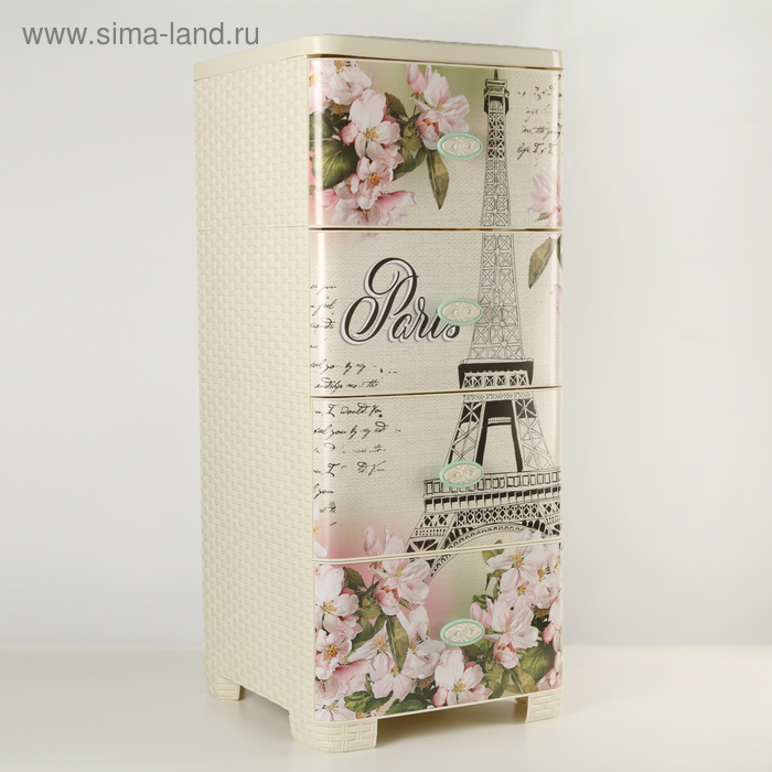 Комод 4-х секционный "Париж", рисунок МИКС - Фото 1