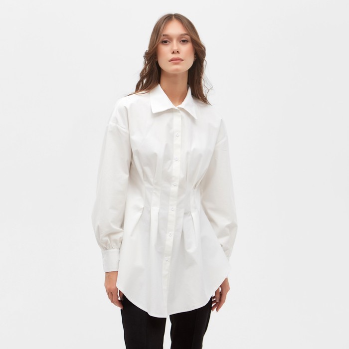 Рубашка женская удлиненная MINAKU: Casual Collection цвет белый, р-р 48