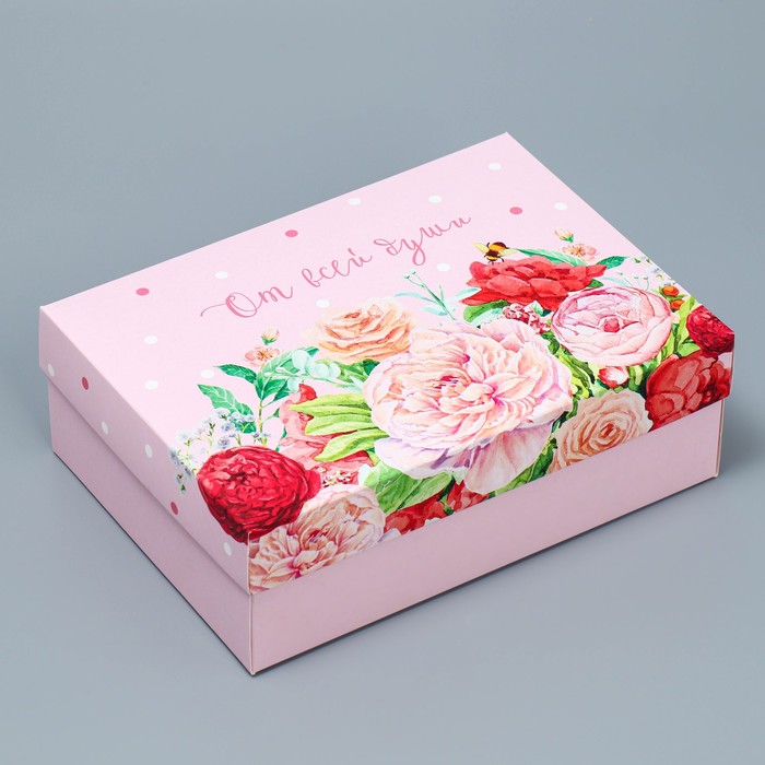 Коробка складная «Цветы»,  21 × 15 × 7 см - фото 65329304