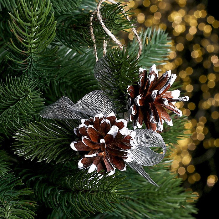 Подвеска новогодняя на ёлку «Шишка и веточка» набор 2 шт. - Фото 1