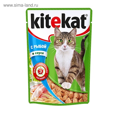 Влажный корм KiteKat для кошек, рыба в соусе, пауч, 28х85г