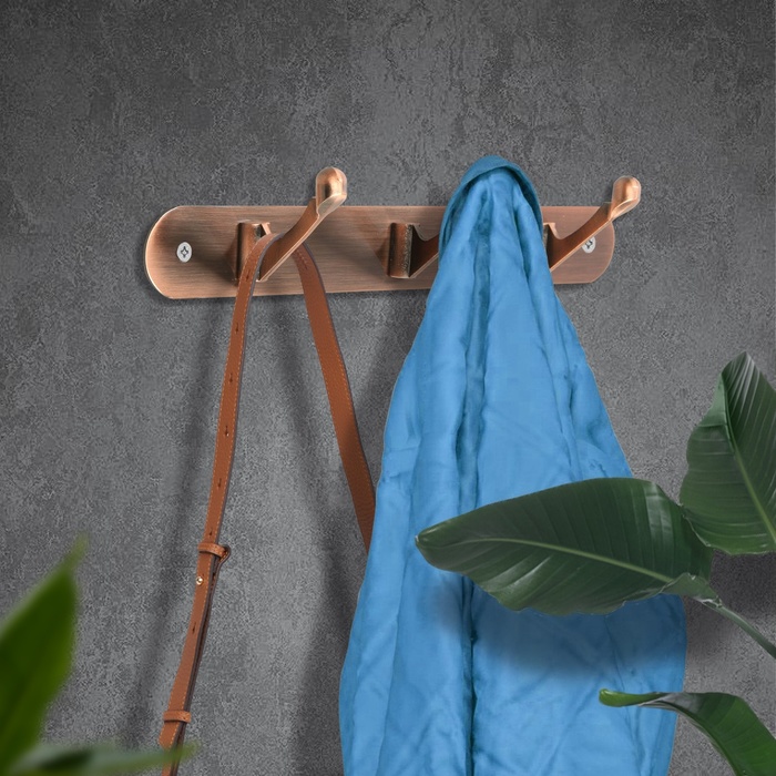 Вешалка ТУНДРА TVT001, металлическая, трёхрожковая, цвет медь - Фото 1