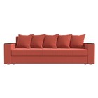 Прямой диван «Дубай лайт», еврокнижка, полки слева, микровельвет, цвет коралловый - Фото 2