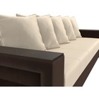 Прямой диван «Дубай лайт», еврокнижка, полки слева, микровельвет, бежевый / коричневый - Фото 4