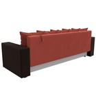 Прямой диван «Дубай лайт», еврокнижка, полки слева, микровельвет, коралловый / коричневый - Фото 6