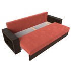 Прямой диван «Дубай лайт», еврокнижка, полки слева, микровельвет, коралловый / коричневый - Фото 7