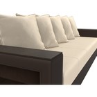 Прямой диван «Дубай лайт», полки слева, цвет микровельвет бежевый / экокожа коричневый - Фото 4