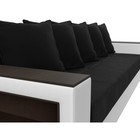 Прямой диван «Дубай лайт», еврокнижка, полки слева, микровельвет чёрный / экокожа белый - Фото 4