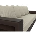 Прямой диван «Дубай лайт», еврокнижка, полки слева, рогожка корфу 02 / экокожа коричневый - Фото 4