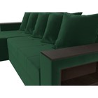 Угловой диван «Дубай лайт», еврокнижка, угол левый, велюр, цвет зелёный - Фото 4