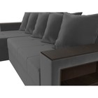 Угловой диван «Дубай лайт», еврокнижка, угол левый, велюр, цвет серый - Фото 4