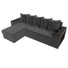 Угловой диван «Дубай лайт», еврокнижка, угол левый, велюр, цвет серый - Фото 5