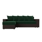 Угловой диван «Дубай лайт», еврокнижка, угол левый, велюр зелёный / экокожа коричневый - Фото 2