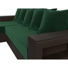 Угловой диван «Дубай лайт», еврокнижка, угол левый, велюр зелёный / экокожа коричневый - Фото 4
