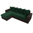 Угловой диван «Дубай лайт», еврокнижка, угол левый, велюр зелёный / экокожа коричневый - Фото 5