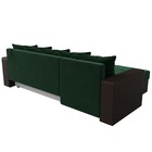 Угловой диван «Дубай лайт», еврокнижка, угол левый, велюр зелёный / экокожа коричневый - Фото 6