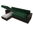 Угловой диван «Дубай лайт», еврокнижка, угол левый, велюр зелёный / экокожа коричневый - Фото 7