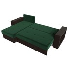 Угловой диван «Дубай лайт», еврокнижка, угол левый, велюр зелёный / экокожа коричневый - Фото 9