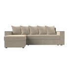 Угловой диван «Дубай лайт», еврокнижка, угол левый, микровельвет, цвет бежевый - Фото 2