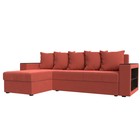 Угловой диван «Дубай лайт», еврокнижка, угол левый, микровельвет, цвет коралловый - Фото 1