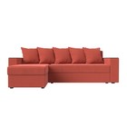 Угловой диван «Дубай лайт», еврокнижка, угол левый, микровельвет, цвет коралловый - Фото 2