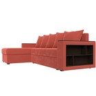 Угловой диван «Дубай лайт», еврокнижка, угол левый, микровельвет, цвет коралловый - Фото 3