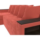 Угловой диван «Дубай лайт», еврокнижка, угол левый, микровельвет, цвет коралловый - Фото 4