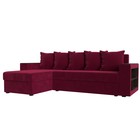 Угловой диван «Дубай лайт», еврокнижка, угол левый, микровельвет, цвет бордовый - Фото 1
