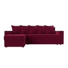 Угловой диван «Дубай лайт», еврокнижка, угол левый, микровельвет, цвет бордовый - Фото 2
